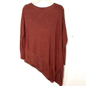 Chicos Copper Bronze Sparkle Asymmetrical Gold Shimmer Women Lagenlook Sz 2 L 12